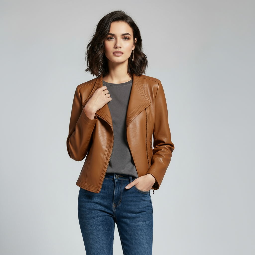 Women's Tailored Leather Jacket-Metro Lane Plaza