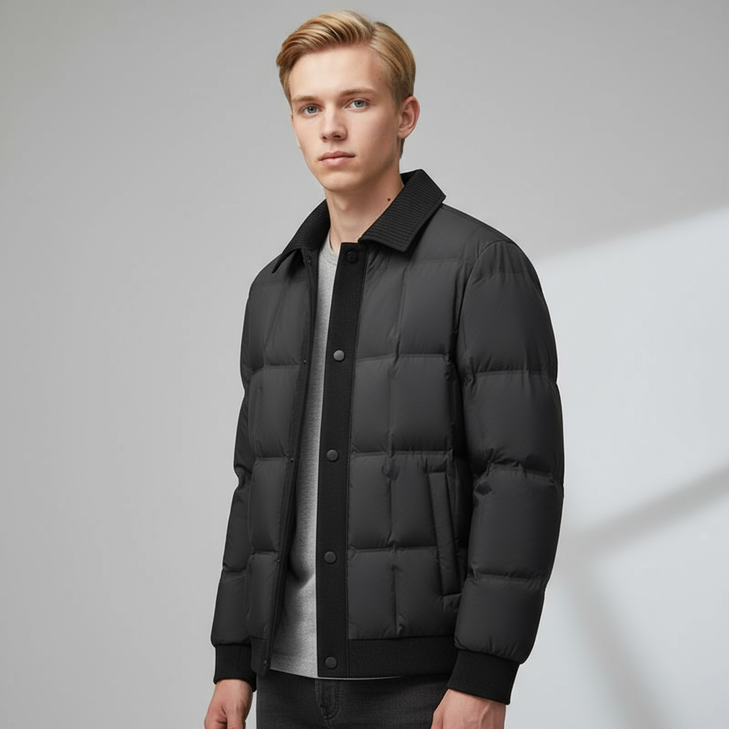 Men's Quilted Down Jacket - Montauk Style-Metro Lane Plaza