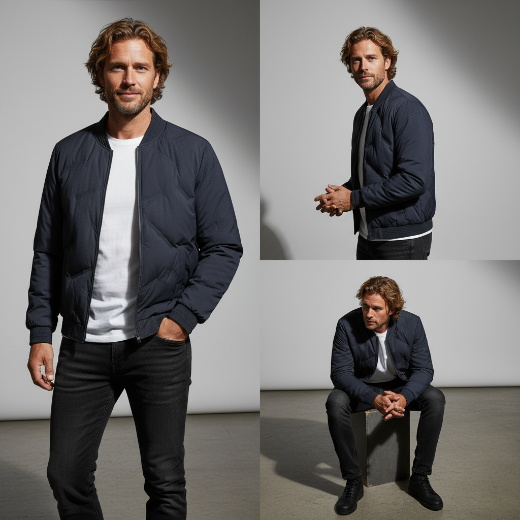 Men's Quilted Bomber Jacket-Metro Lane Plaza