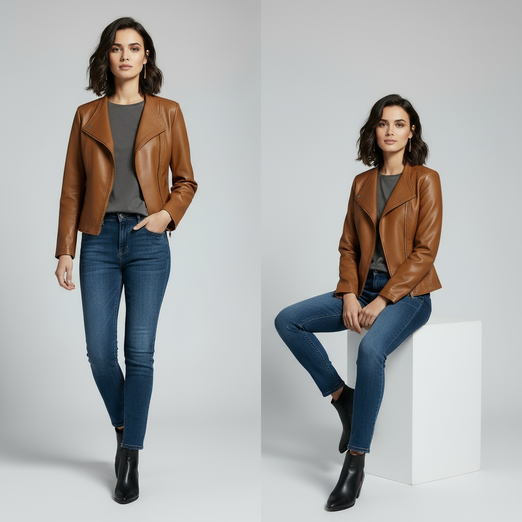 Women's Tailored Leather Jacket-Metro Lane Plaza