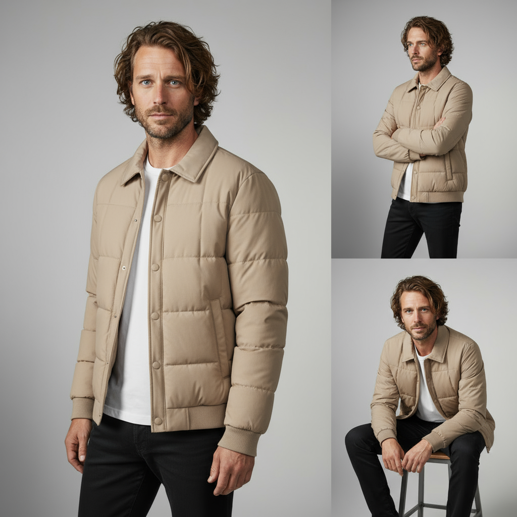 Men's Quilted Down Jacket - Montauk Style-Metro Lane Plaza