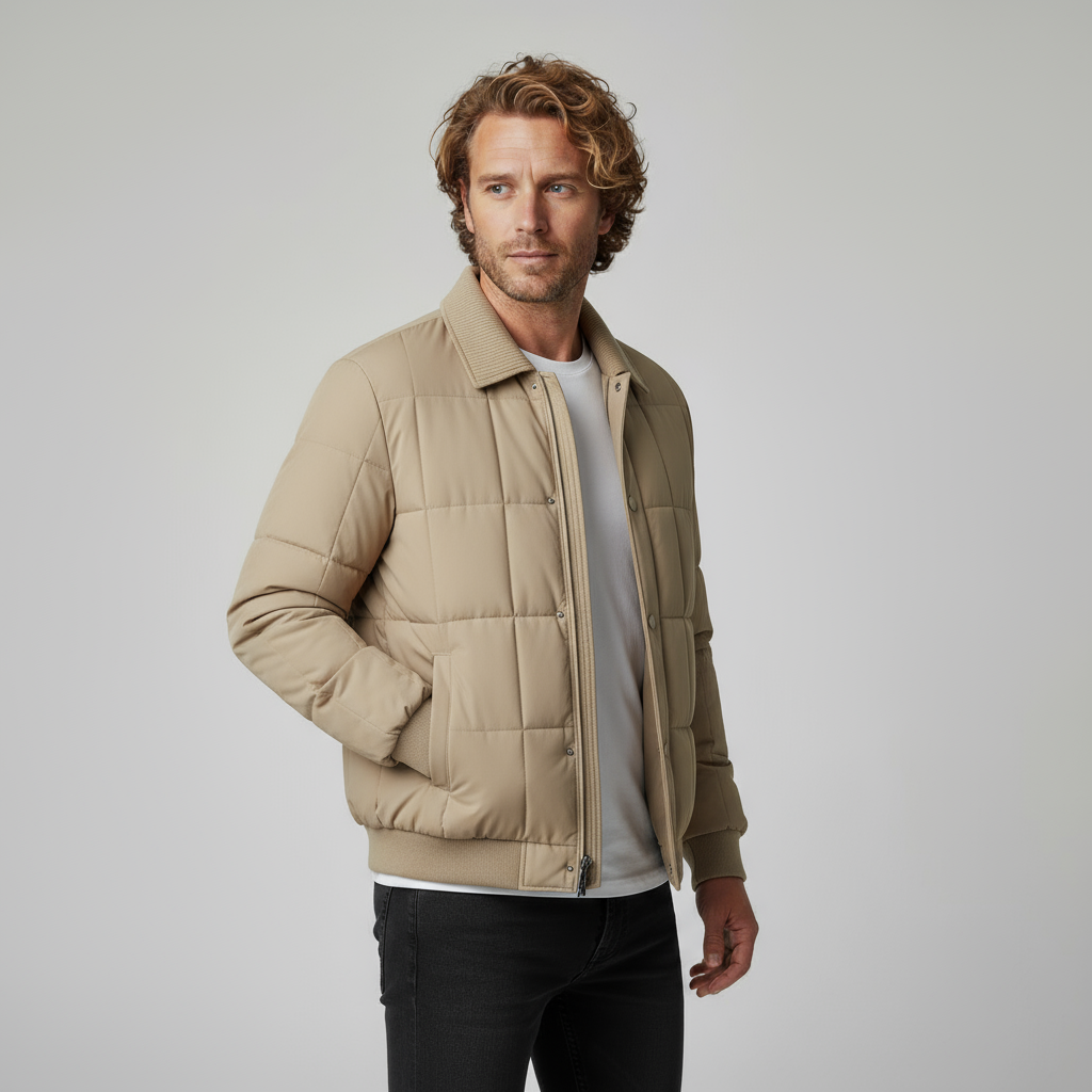Men's Quilted Down Jacket - Montauk Style-Metro Lane Plaza
