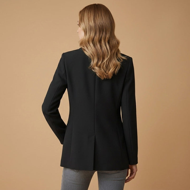 Blazer feminino de corte elegante em mistura de algodão com lapela de bico