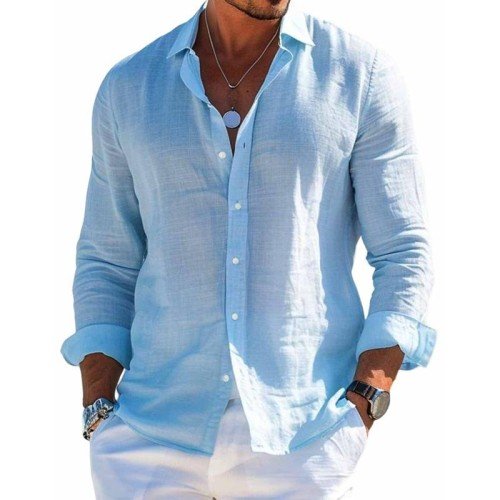 Men's Long Sleeve Casual Button-Down Shirt
