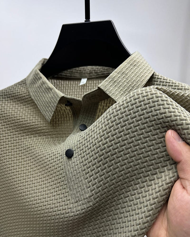 Glen | Men's Classic Fit Textured Polo Shirt-Metro Lane Plaza