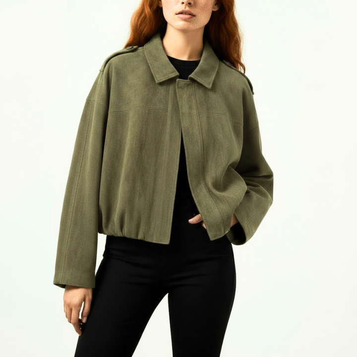 Women's Suede Bomber Jacket-Metro Lane Plaza