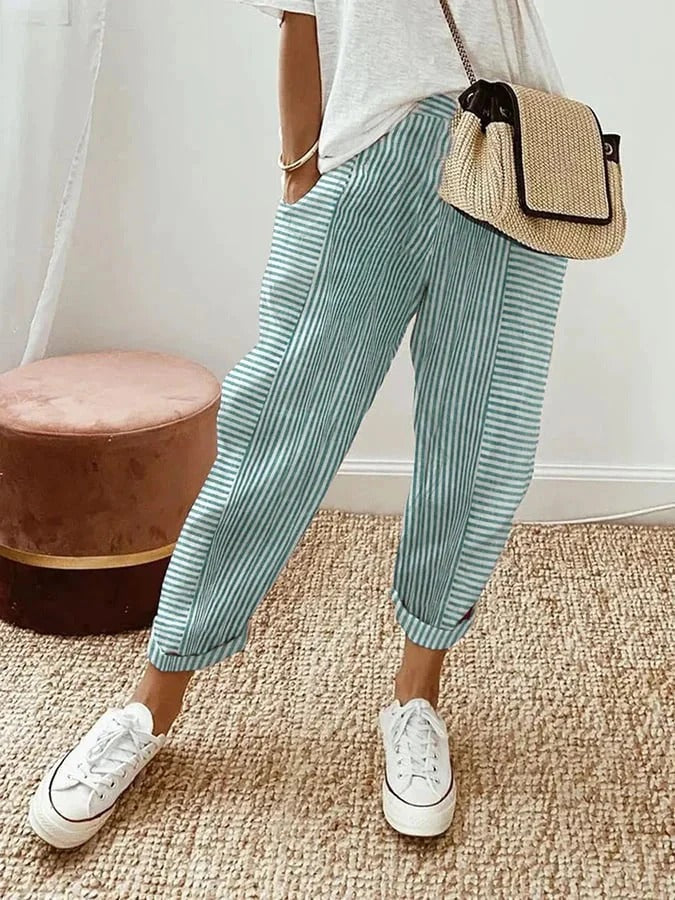 Astrid | Women's Striped Casual Pants-Metro Lane Plaza