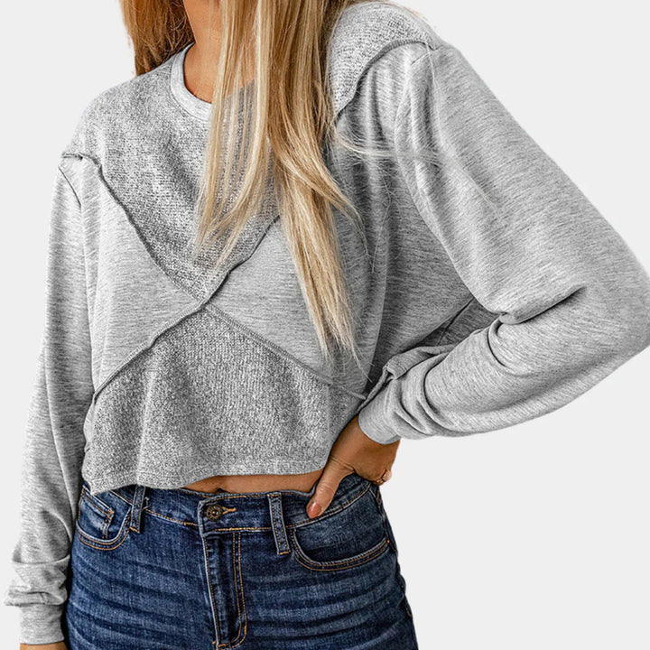 Sophia | Women's Gray Cropped Shirt-Metro Lane Plaza