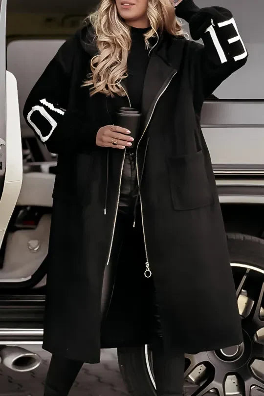 Women's Stylish Patchwork Jacket with Hood and Knitted Sleeves