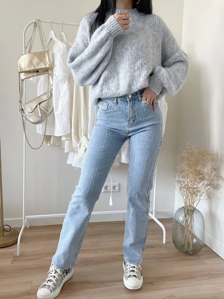Hailey | Women's Glitter Denim Jeans with Comfortable Fit-Metro Lane Plaza
