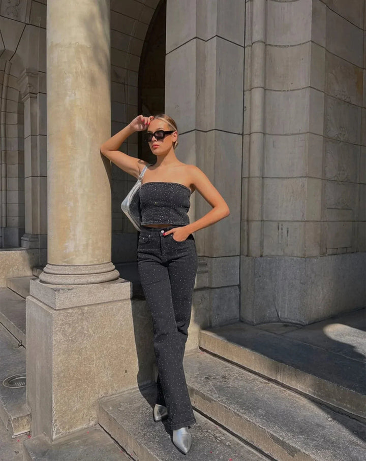 Hailey | Women's Glitter Denim Jeans with Comfortable Fit-Metro Lane Plaza