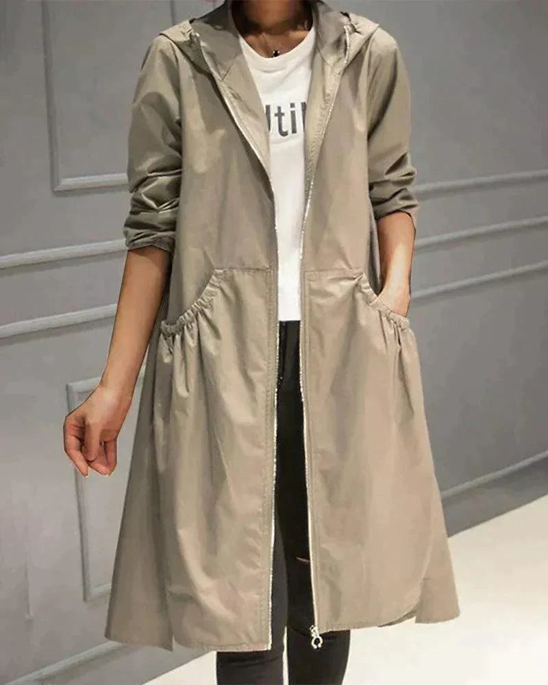 Impermeabile casual da donna con cappuccio