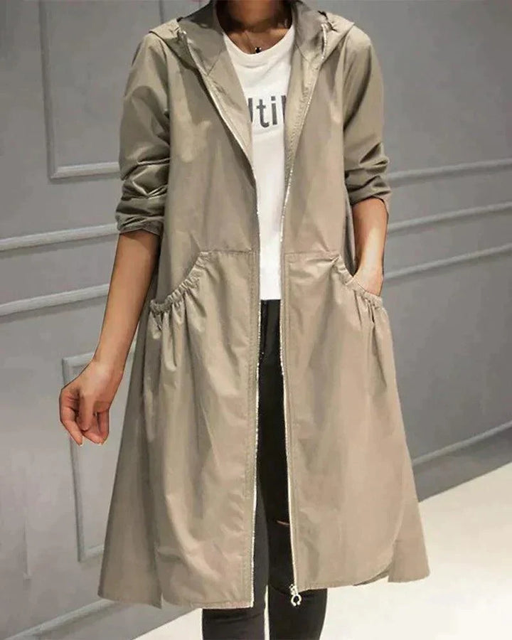 Impermeabile casual da donna con cappuccio