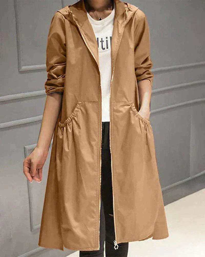 Impermeabile casual da donna con cappuccio