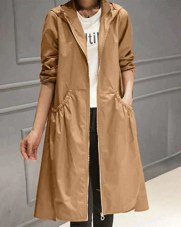 Impermeabile casual da donna con cappuccio