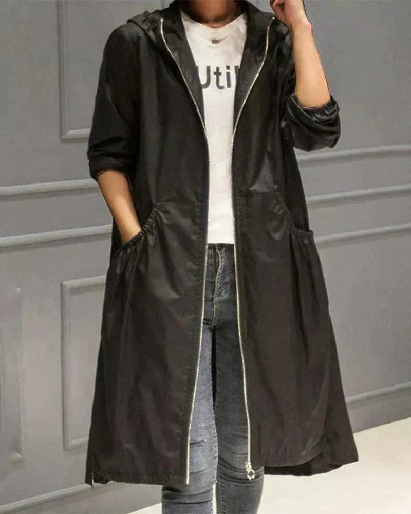 Impermeabile casual da donna con cappuccio