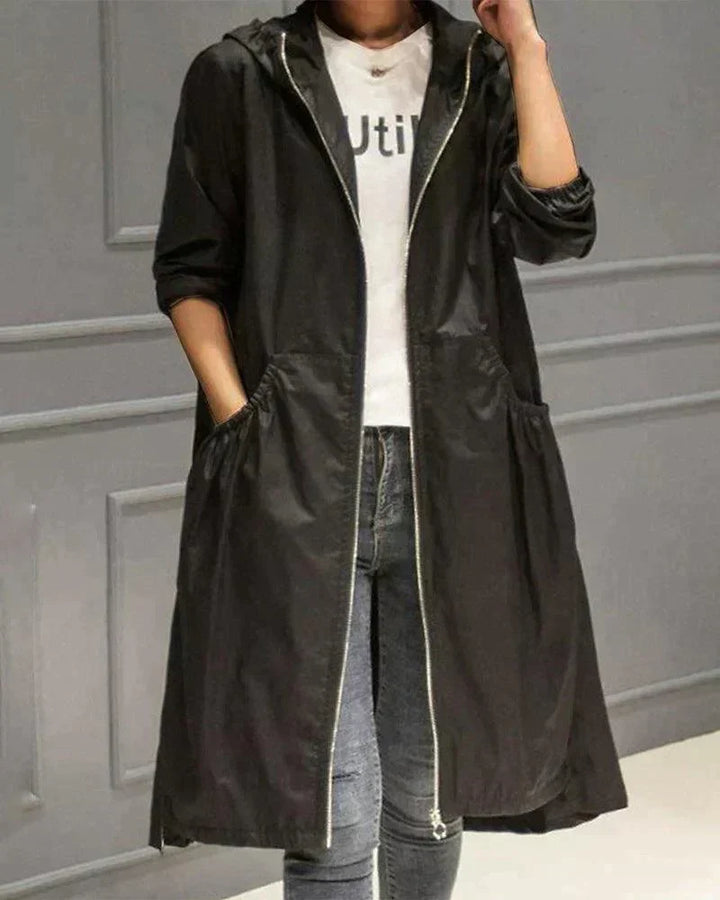 Impermeabile casual da donna con cappuccio