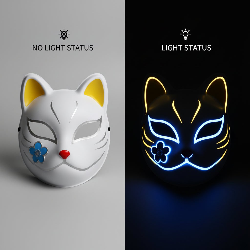 Anime-Cosplaykostüm für Halloween mit Haori, Perücke und LED-Lichtern