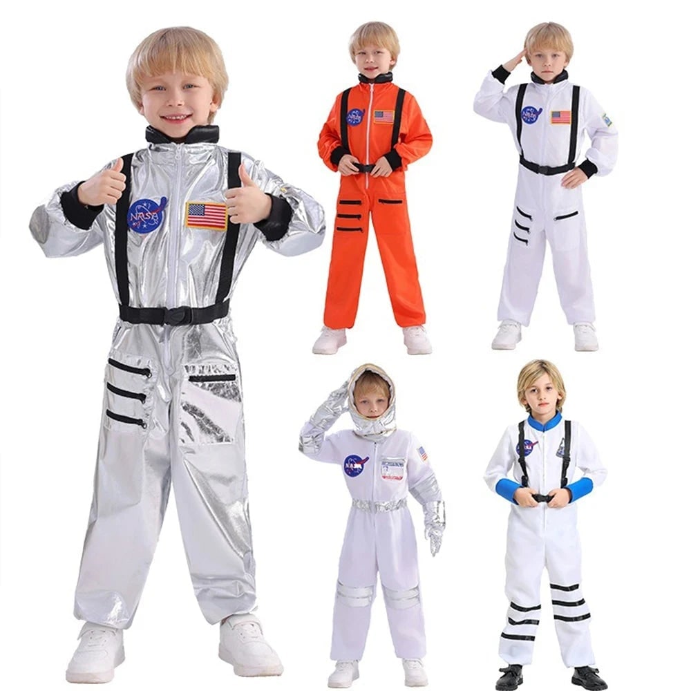Astronautenkostüm für Kinder zu Halloween, Karnevals-Jumpsuit mit Helm
