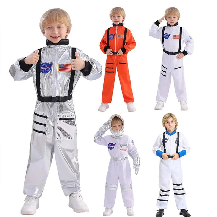 Astronautenkostüm für Kinder zu Halloween, Karnevals-Jumpsuit mit Helm
