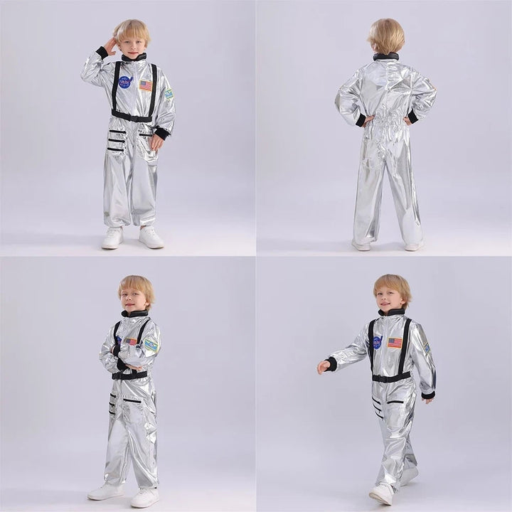 Astronautenkostüm für Kinder zu Halloween, Karnevals-Jumpsuit mit Helm