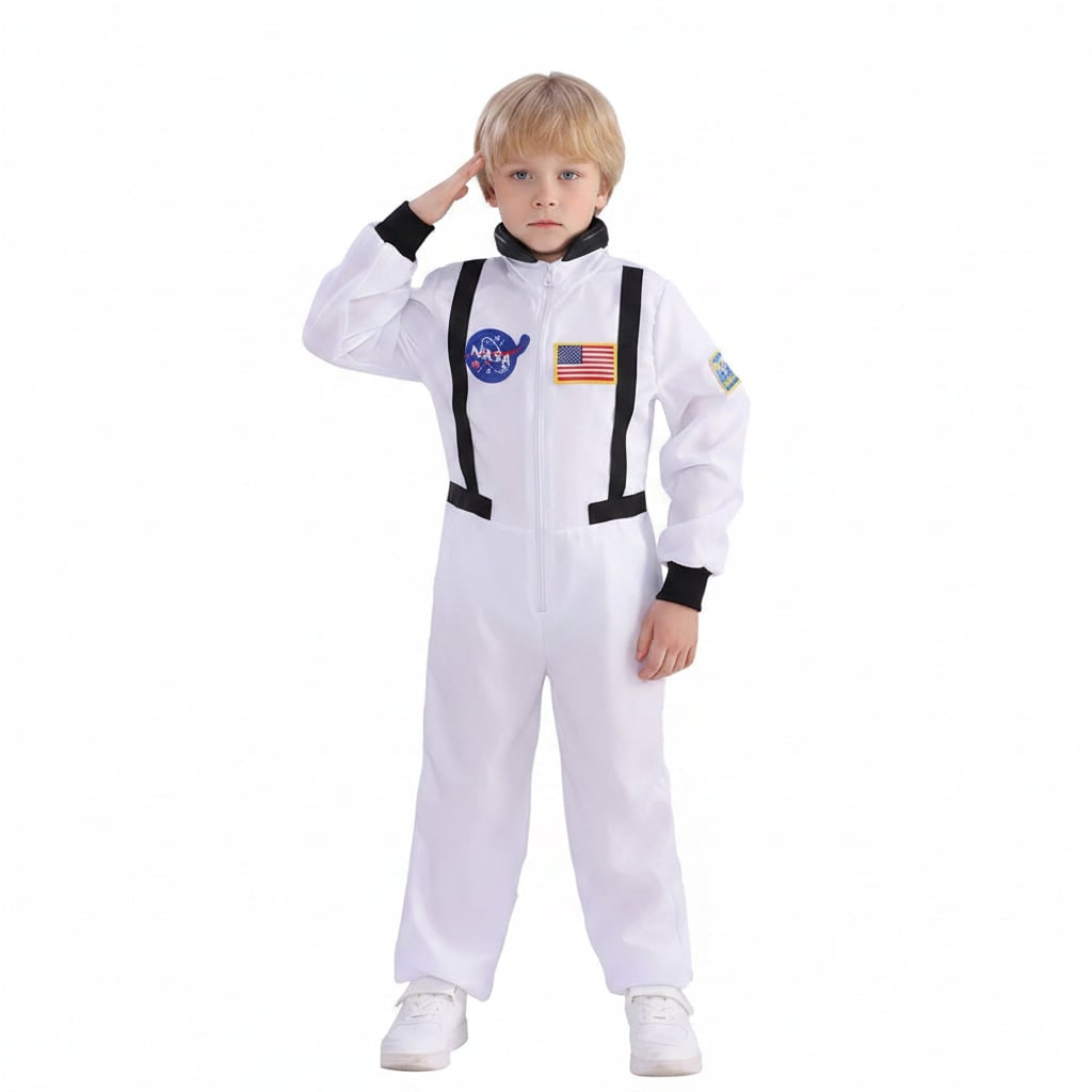 Astronautenkostüm für Kinder zu Halloween, Karnevals-Jumpsuit mit Helm