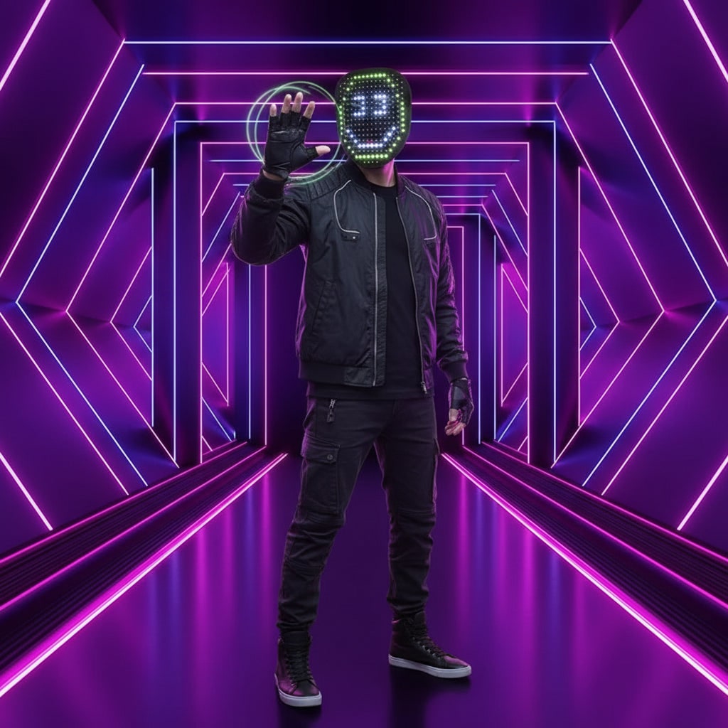 LED-mask för hela ansiktet till halloweenfesten