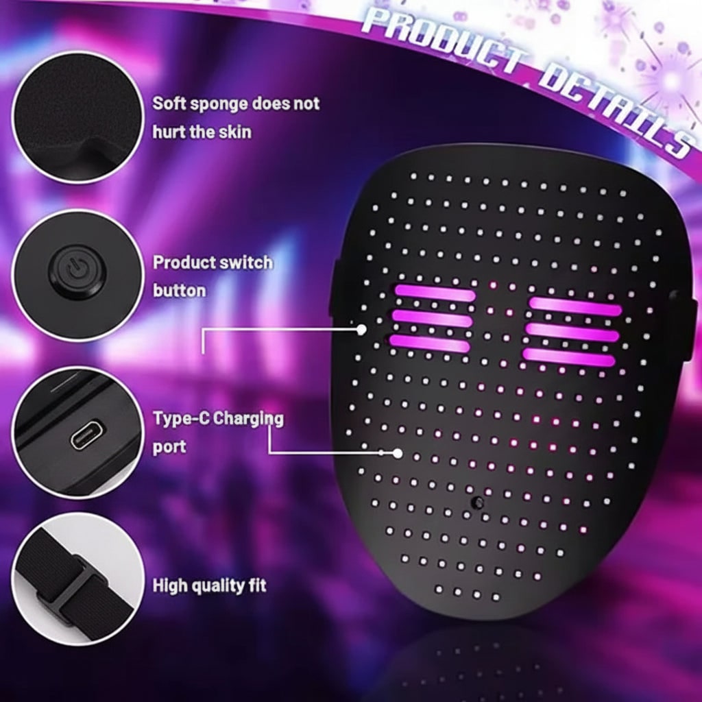 LED-mask för hela ansiktet till halloweenfesten