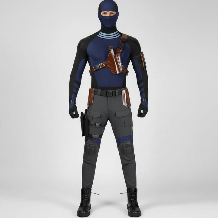 Halloween-kostume som taktisk superhelt til mænd med maske og tilbehør