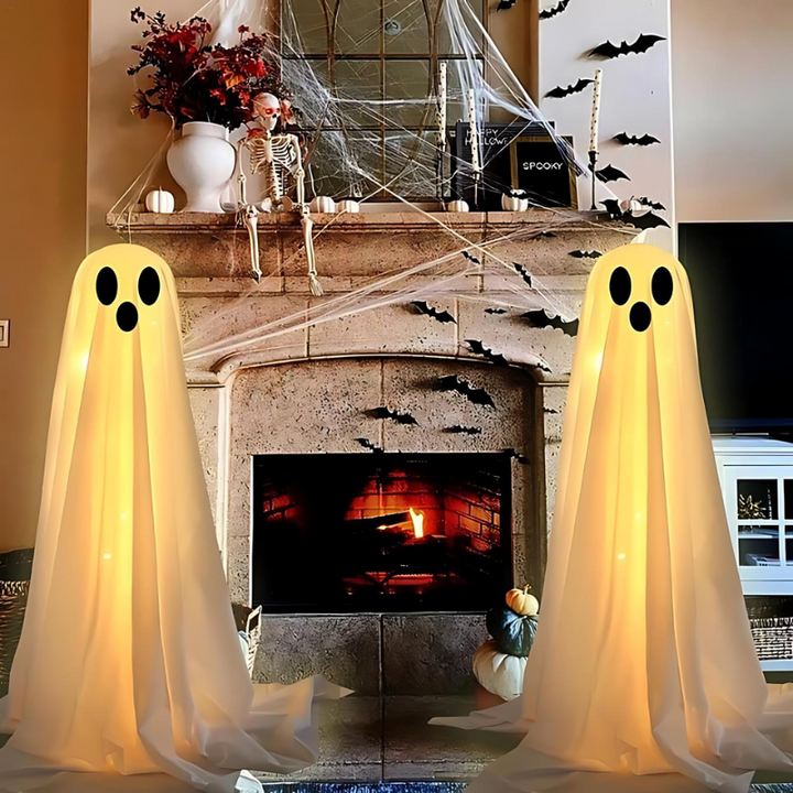 Decorações de jardim femininas de fantasmas luminosos com luzes LED, 78in de altura