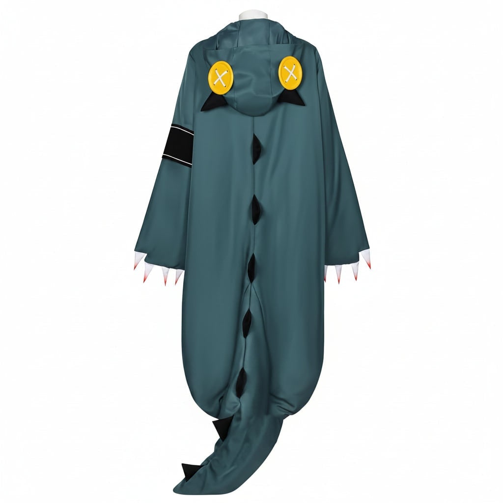 Halloween-dinosaur-kigurumi-kostume til børn og voksne med paryk