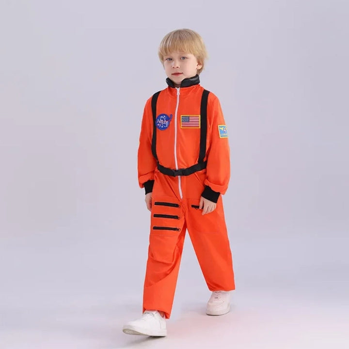 Halloween-astronautkostume til børn, heldragt med mærker