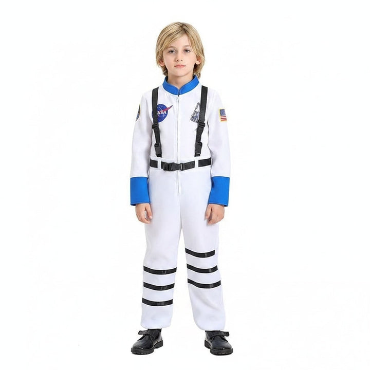 Halloween-astronautkostume til børn, heldragt med mærker