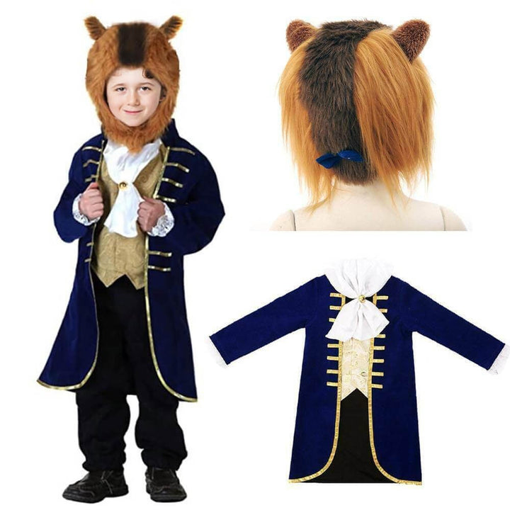 Halloween-dyrekostume til børn med velourjakke og fluffy hovedbeklædning