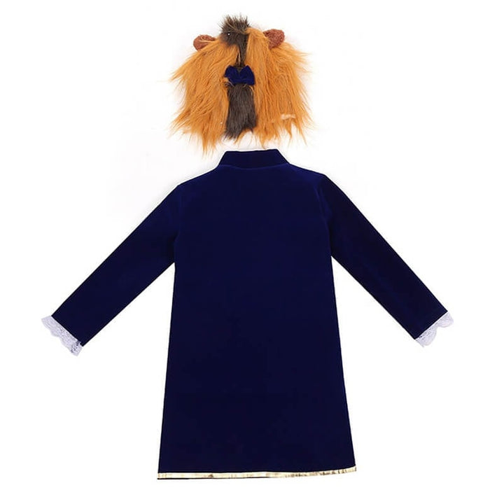 Halloween-dyrekostume til børn med velourjakke og fluffy hovedbeklædning