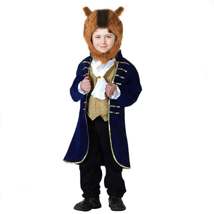Halloween-dyrekostume til børn med velourjakke og fluffy hovedbeklædning