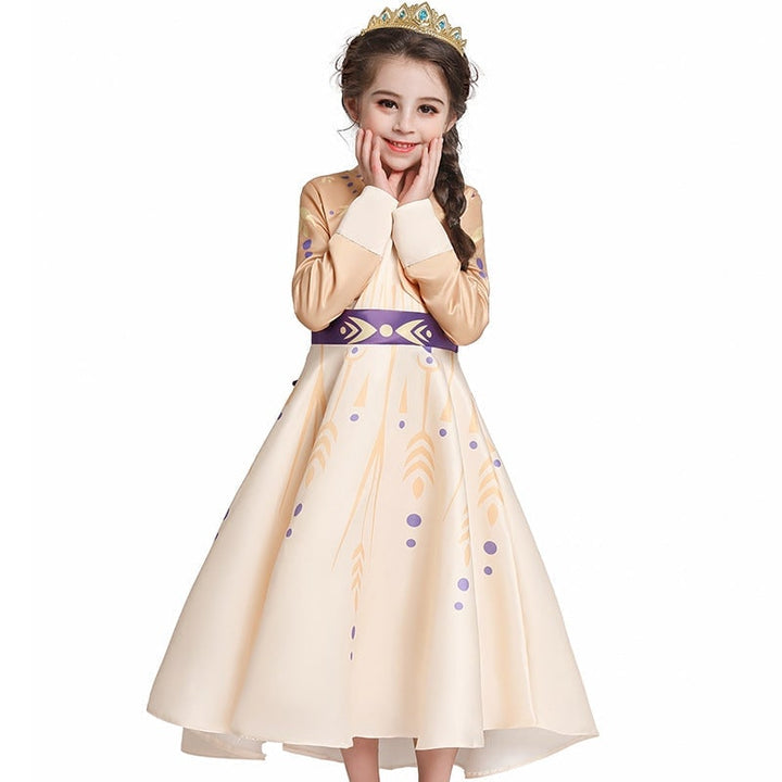 Halloween-prinsessekjole til børn med lange ærmer og lilla skærf
