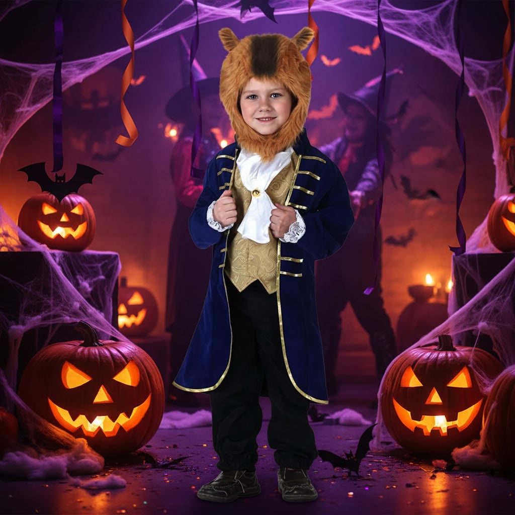 Halloween-Karnevalskostüm für Kinder, Tierkapuze, weiches Polyester
