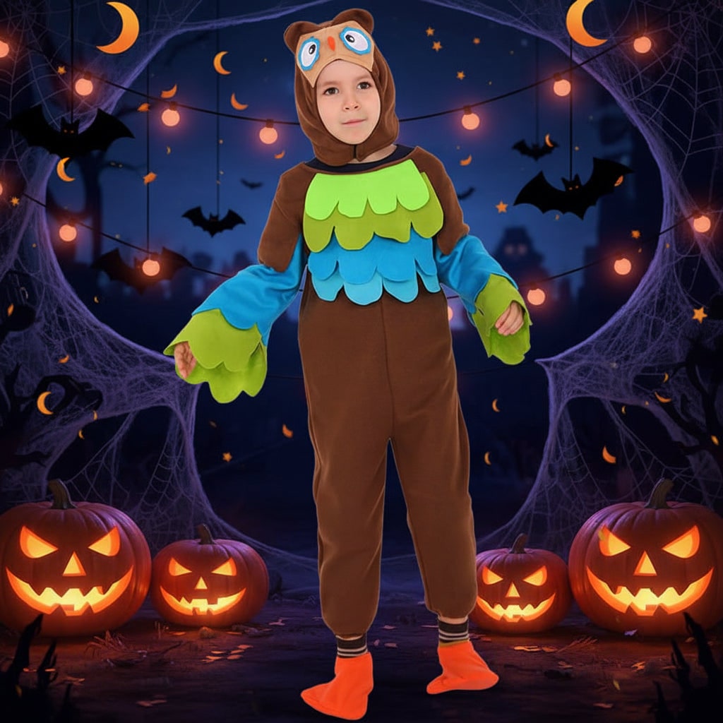 Halloween-Karnevalskostüm für Kinder, Tierkapuze, weiches Polyester