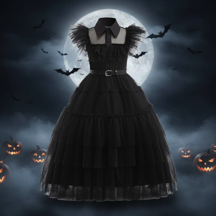 Gotisk prinsessekostume til piger til Halloween med tilbehør