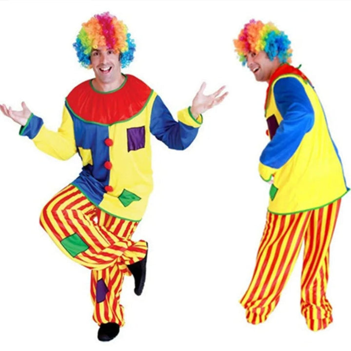 Costume da clown del Carnevale per bambini per Halloween, con tunica a righe e colletto