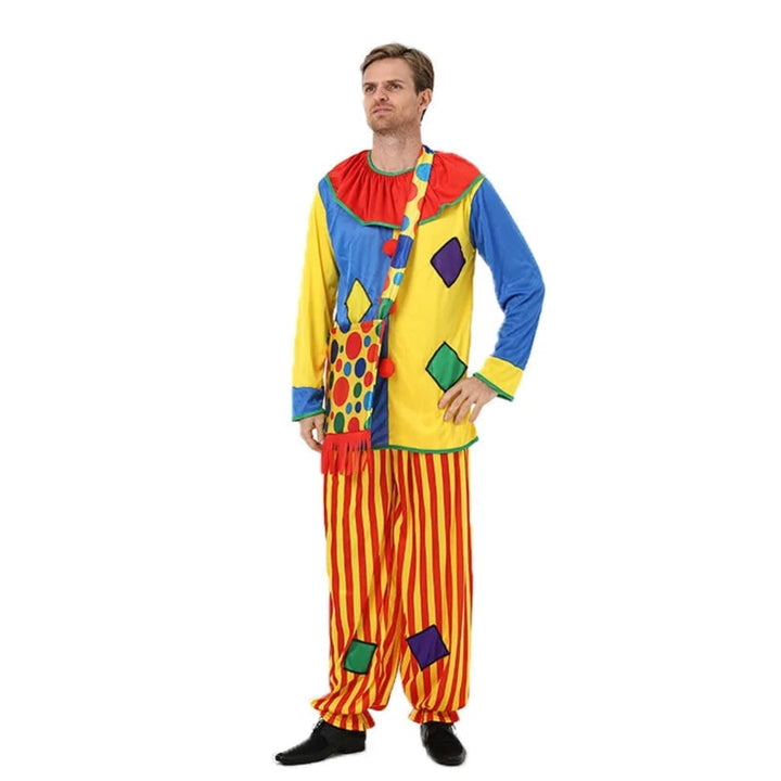 Costume da clown del Carnevale per bambini per Halloween, con tunica a righe e colletto