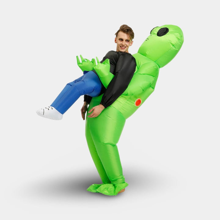 Oppusteligt Halloween-rumvæsenkostume til børn og voksne med figur