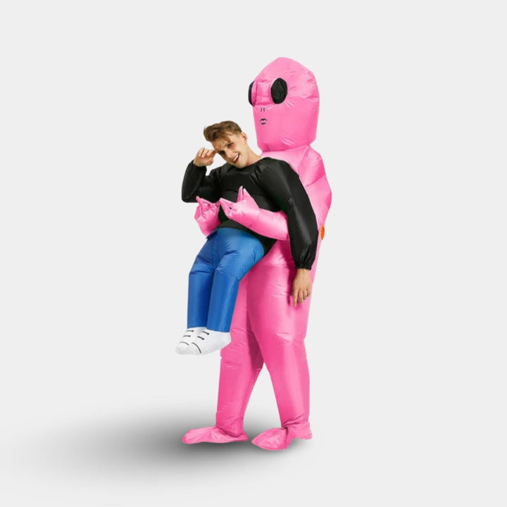 Oppusteligt Halloween-rumvæsenkostume til børn og voksne med figur