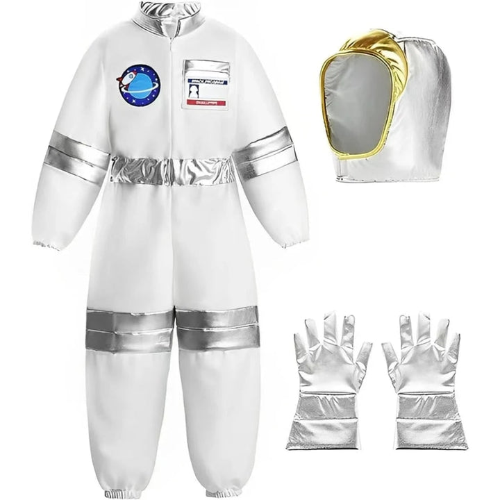 Halloween-Kinderkostüm als Astronaut mit Helm und Handschuhen für den Karneval