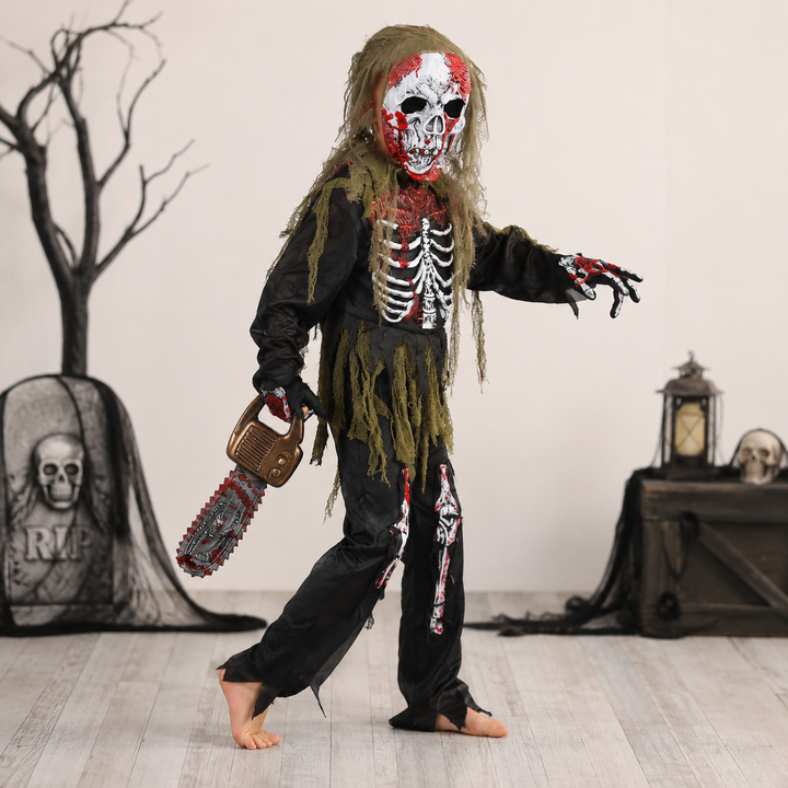 Costume de squelette zombie pour enfants pour Halloween, avec masque et gants