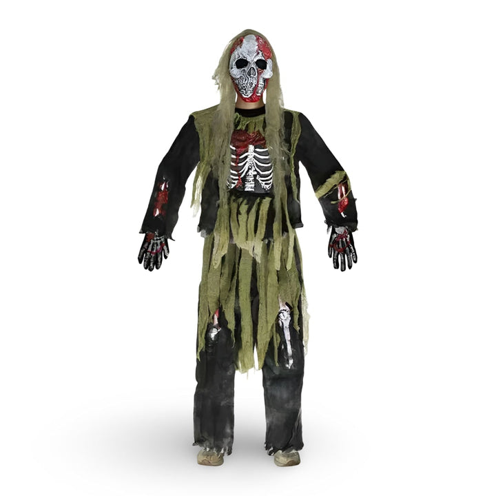 Costume de squelette zombie pour enfants pour Halloween, avec masque et gants