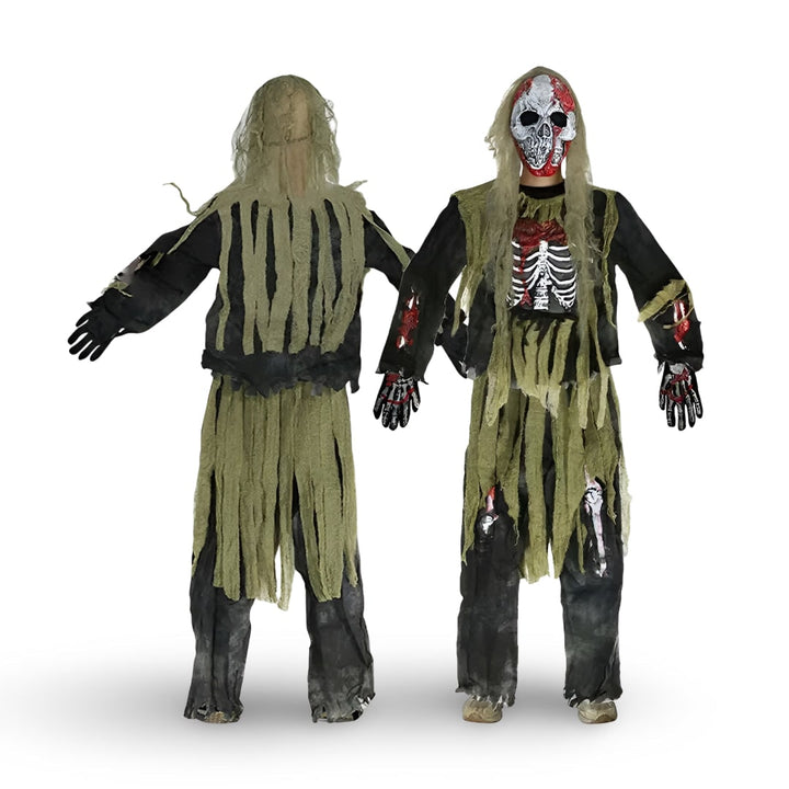 Costume de squelette zombie pour enfants pour Halloween, avec masque et gants