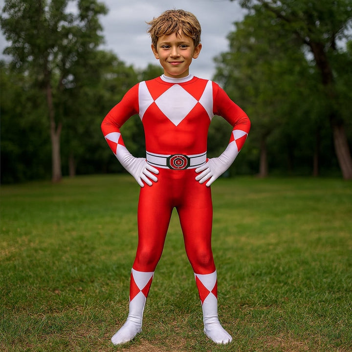 Superheltekostume til børn til Halloween, heldragt med maske og handsker