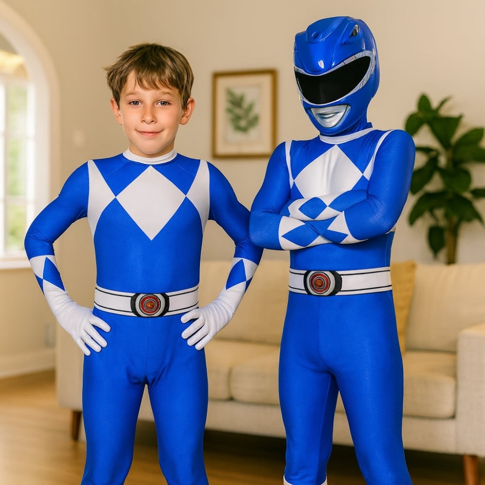 Superheltekostume til børn til Halloween, heldragt med maske og handsker